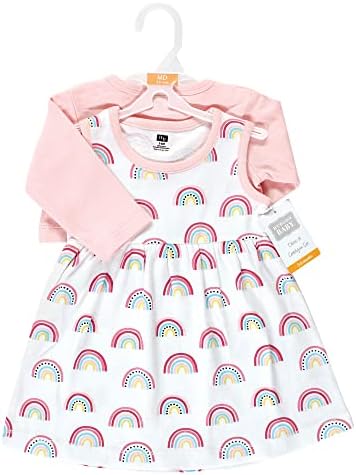 Hudson Baby Infant and Toddler Girls Cotton Dress and Cardigan Set - Image 2