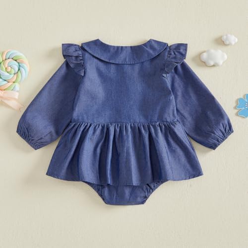 Baby Girl Denim Outfit Button Romper Jean Jumpsuit Shorts Overalls Toddler - Image 6