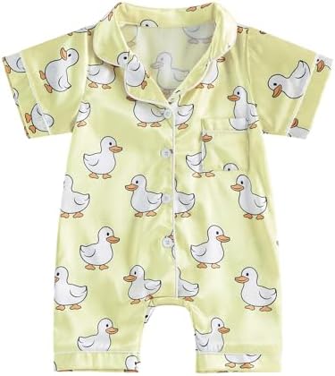 Kuriozud Baby Girl Boy Romper Pajamas Onesie Short Sleeve Button Down Pjs by Kuriozud