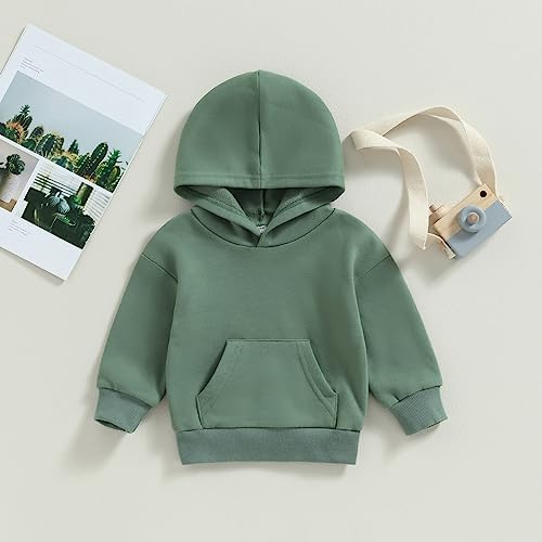 Toddler Baby Boy Girl Hoodies Solid Color Long Sleeve Kangaroo Pocket Hooded - Image 2