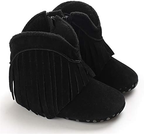 SOFMUO Suede Fringe Baby Cowboy Boots Side Zipper Non Slip Infant Booties - Image 6