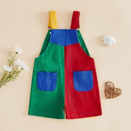 Fernvia Toddler Kids Baby Girl Boy Contrast Color Overalls Shorts Clothes - Image 6