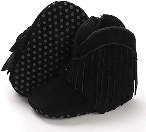 Timatego Baby Girl Cowboy Tassel Boots Side Zipper Non Slip Stay On Booties - Image 3