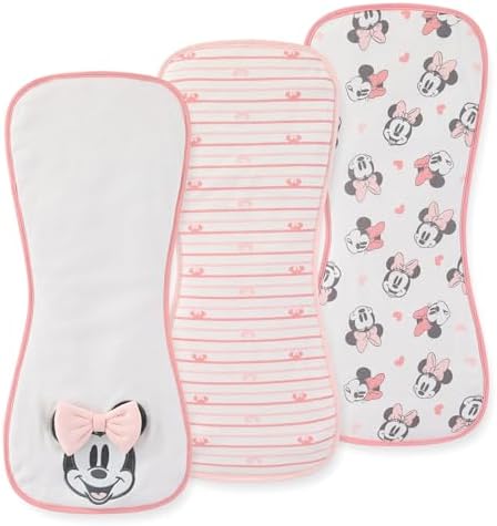 Disney Baby Minnie Mouse Burp Cloths 3 Pack Soft Absorbent 20" x 10" Leakproof by Disney
