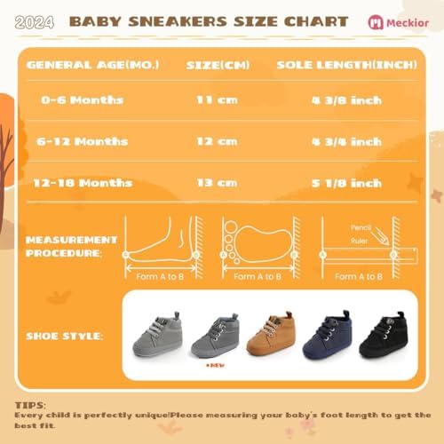 Meckior Toddler Baby Boys Girls High Tops Ankle Sneakers Soft Anti-Slip Sole PU - Image 6