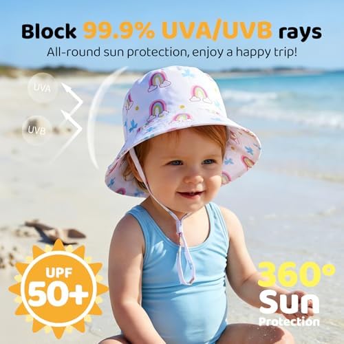 Toddler Bucket Hats UPF 50+ Baby Sun Hat Adjustable Kids Sun Protection Summer - Image 2