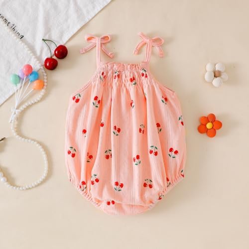 ROMPERINBOX Baby Girl Bodysuit Cotton Spaghetti Strap Sleeveless Onsies Summer - Image 2