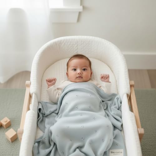 100% Luxury Organic Cotton Pointelle Knit Baby Quilt Blanket - Image 5