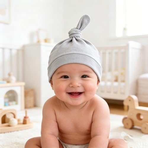 LAWKUL Cotton Baby Newborn Hats Set, 3 Pack, 0-6 Months - Image 5