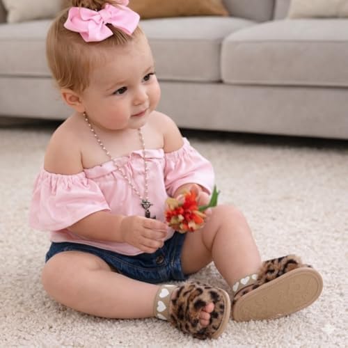 Baby Shoes Pink Leopard Baby Girl Slippers Non-Slip Soft Sole Toddler First - Image 2
