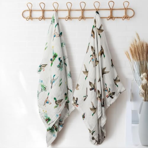 2 Pack Mallard Duck Muslin Swaddle Blankets 70% Bamboo 30% Cotton Breathable - Image 2