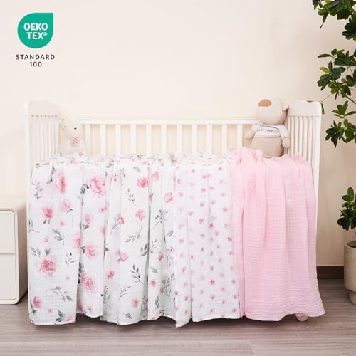 david's kids 4 Pack Baby Muslin Swaddle Blankets, 100% Cotton and Ultra Soft - Image 3