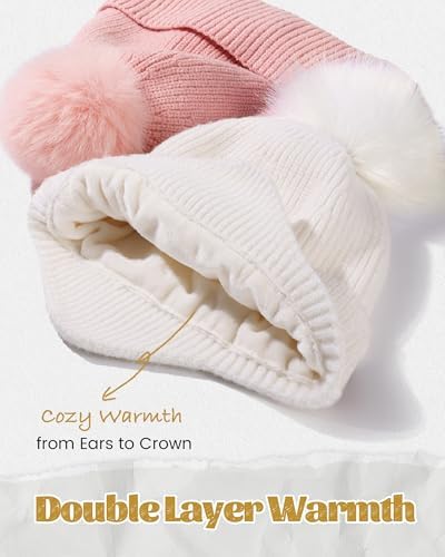 Camptrace Baby Toddler Winter Earflap Hat Fleece Lined Kid Pom Beanie - Image 4