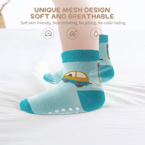 Aroveea Toddler Socks Non Slip Grip Ankle Baby 12 Pack - Image 3