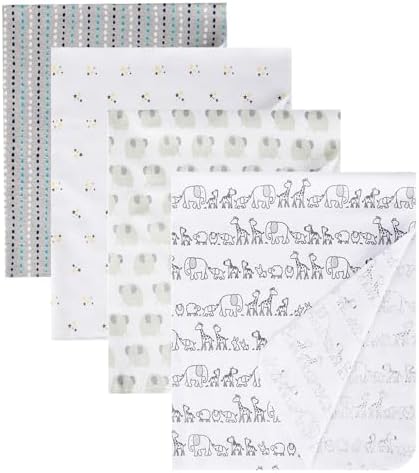 Cotton Flannel Receiving Blankets 4 Pcs, Baby Swaddle Blankets, Infant Flannel by Unknown