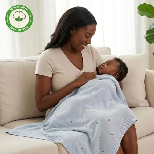 Receiving Blankets, 100% Organic Cotton Knit, Newborn Baby Swaddle | - Image 2