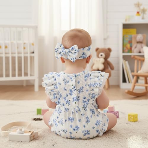 TITKKOP Ruffle Bubble Romper for Baby Girl | One-Piece Shorts Jumpsuit | Summer - Image 7