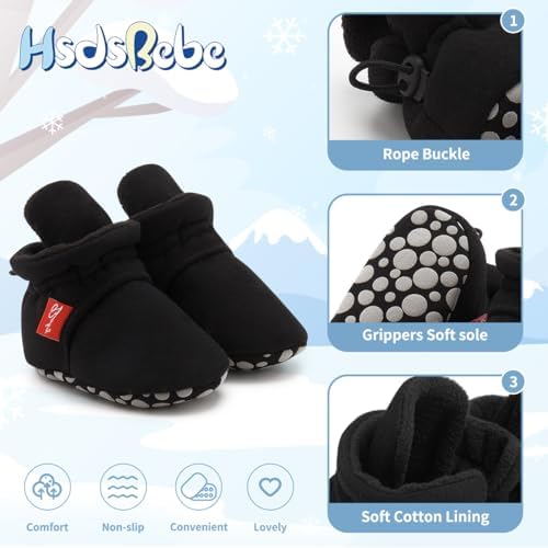 HsdsBebe Unisex Newborn Baby Cotton Booties Non-Slip Sole - Image 5