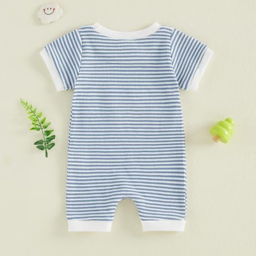 allshope Newborn Baby Boy Summer Outfit Romper Letter Embroidery Short Sleeve - Image 7