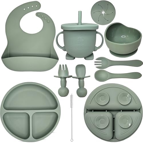 HippoBaby Baby Led Weaning Supplies | 10 Piece Silicone Baby Feeding Set by HippoBaby