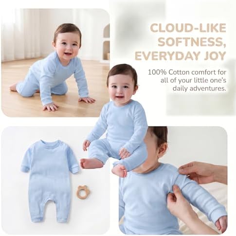 Unisex Baby romper, Long Sleeve 100% Cotton Baby Clothes, Baby Footless Jumpsuit - Image 3