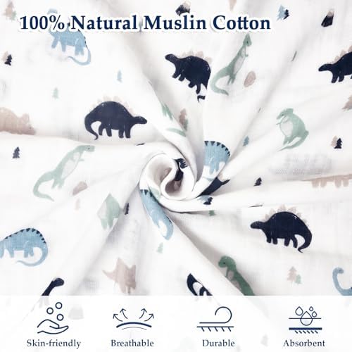 david's kids 4 Pack Baby Muslin Swaddle Blankets, 100% Cotton and Ultra Soft - Image 5