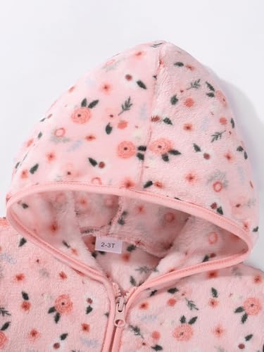 Toddler Baby Girl Fleece Jackets Fall Clothes Hooded Zip Fuzzy Coats - Image 6