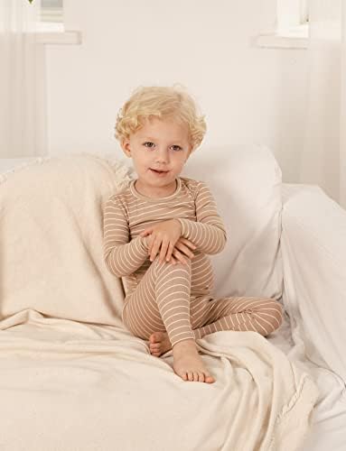 AVAUMA Stripe Pattern Baby Boys Girls Pajama Set Kids Toddler Snug fit Ribbed - Image 5