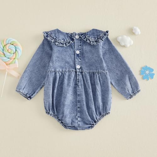 Baby Girl Denim Outfit Button Romper Jean Jumpsuit Shorts Overalls Toddler - Image 6
