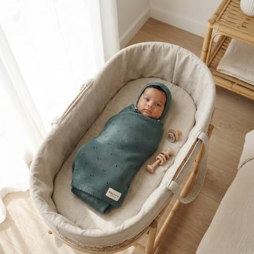 100% Luxury Organic Cotton Pointelle Knit Baby Quilt Blanket – Refined - Image 6