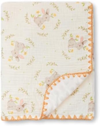 Baby Blanket Cotton Muslin Thick Dotted Backing Double Layer Receiving Blanket by Gunnaicat