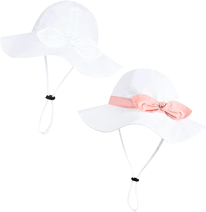Baby Girl Sun Hat with UPF 50+ Outdoor Adjustable Beach Hat with Wide Brim Bucket Hats