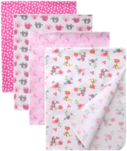 Cotton Flannel Receiving Blankets 4 Pcs, Baby Swaddle Blankets, Infant Flannel by Unknown