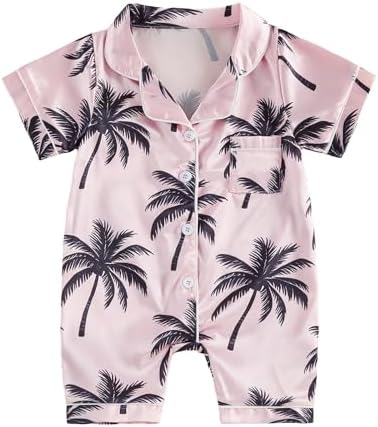 Kuriozud Baby Girl Boy Romper Pajamas Onesie Short Sleeve Button Down Pjs by Kuriozud