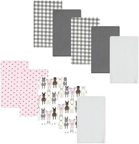 Luvable Friends Hudson Baby Flannel Burp Cloths 10pk, Barn Pals Pink by Luvable+Friends