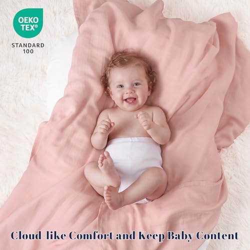 PHF Muslin Swaddle Blankets for Newborn, Large 47x 47 Inches 4 Pack Organic - Image 5