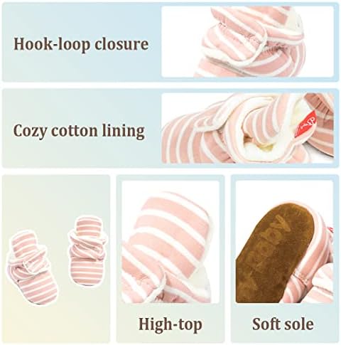 ohsofy Newborn Baby Cotton Booties Stay On Slipper Winter Warm Soft Shoes - Image 2