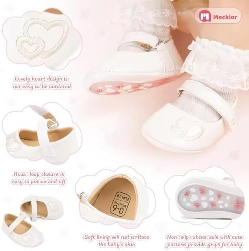 Meckior Infant Baby Girls Soft Sole Bowknot Princess Wedding Dress Mary Jane - Image 5