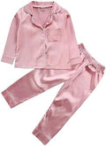 Kids Baby Girl Boy Satin Pajamas Set Button Down Sleep Shirt Top+Long Pants by SAYOO-Alljustforkids