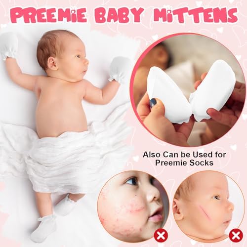 Vabean 12 Pairs Preemie Baby Mittens No Scratch Cotton Premature Baby Gloves - Image 5