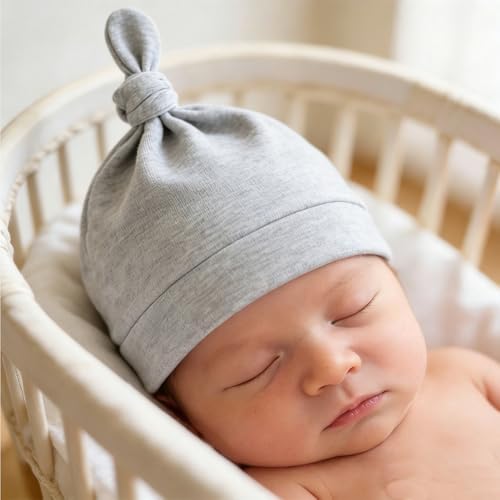 LAWKUL Cotton Baby Newborn Hats Set, 3 Pack, 0-6 Months - Image 3