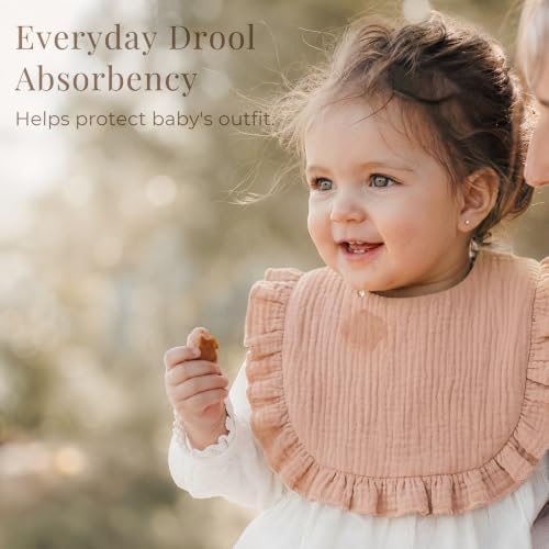 Konssy 6-Pack Muslin Baby Girl Bibs, Absorbent Drool Bibs - Image 4