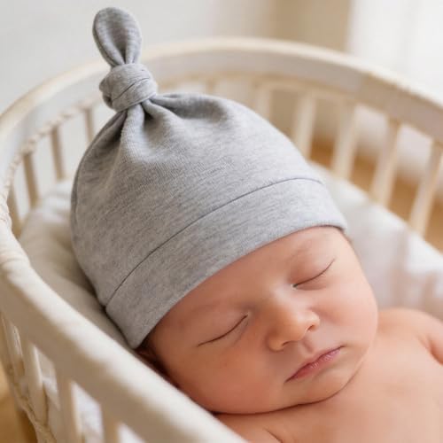 LAWKUL Cotton Baby Newborn Hats Set, 3 Pack, 0-6 Months - Image 6