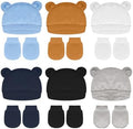 Newborn Baby Hats and Mittens Set Bear Ear Baby Beanie No Scratchs Gloves by Unknown