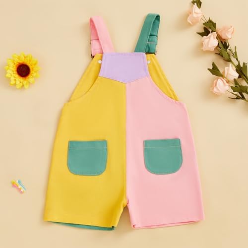 Fernvia Toddler Kids Baby Girl Boy Contrast Color Overalls Shorts Clothes - Image 6