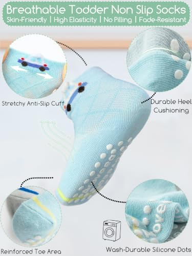 Aroveea Toddler Socks Non Slip Grip Ankle Baby 12 Pack - Image 6