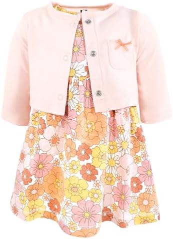 Hudson Baby Infant and Toddler Girls Cotton Dress and Cardigan Set by HudsonBaby