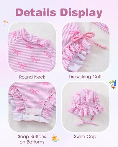 Renotemy Baby Swimsuit Girls One-Piece Swimwear Baby Beach Essentials 3M-3T - Image 5