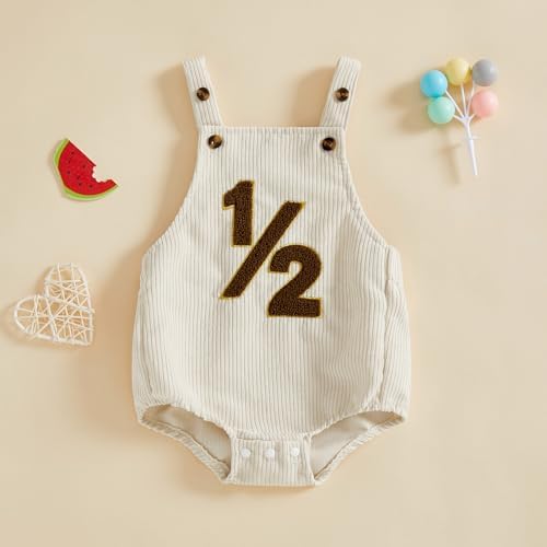 Honganda Baby Boy 1/2 Birthday Outfit Half Way to One Cake Smash Romper - Image 3