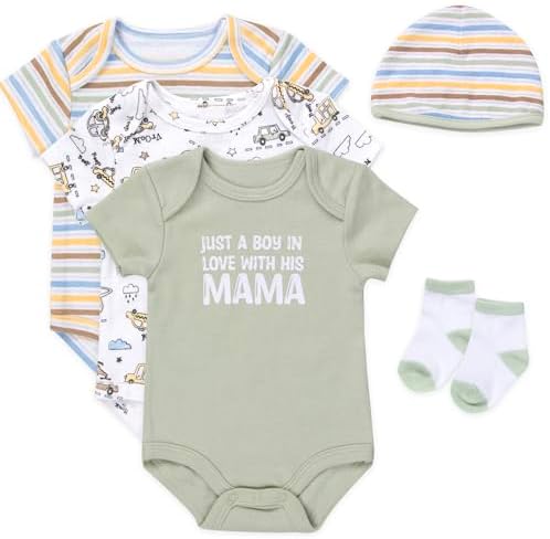 Baby Essentials Baby Boys 5 Piece Bodysuit Set by BabyEssentialsNotJusttheBasics